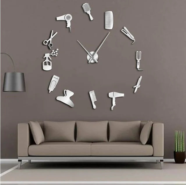 Comb Clock with Combs - Frameless Wall Clock